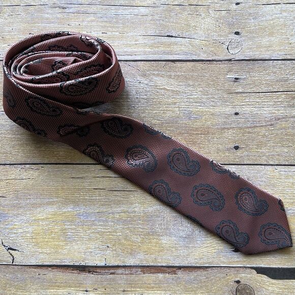 Adolfo One Size Mens Tie Orange 56”x 2” - Picture 3 of 12